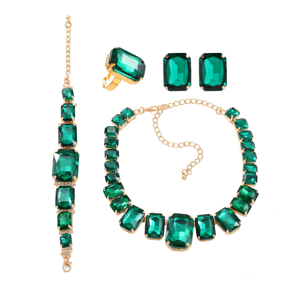 Attractive Popular Women's Exaggerated Rhinestone Square Necklaces