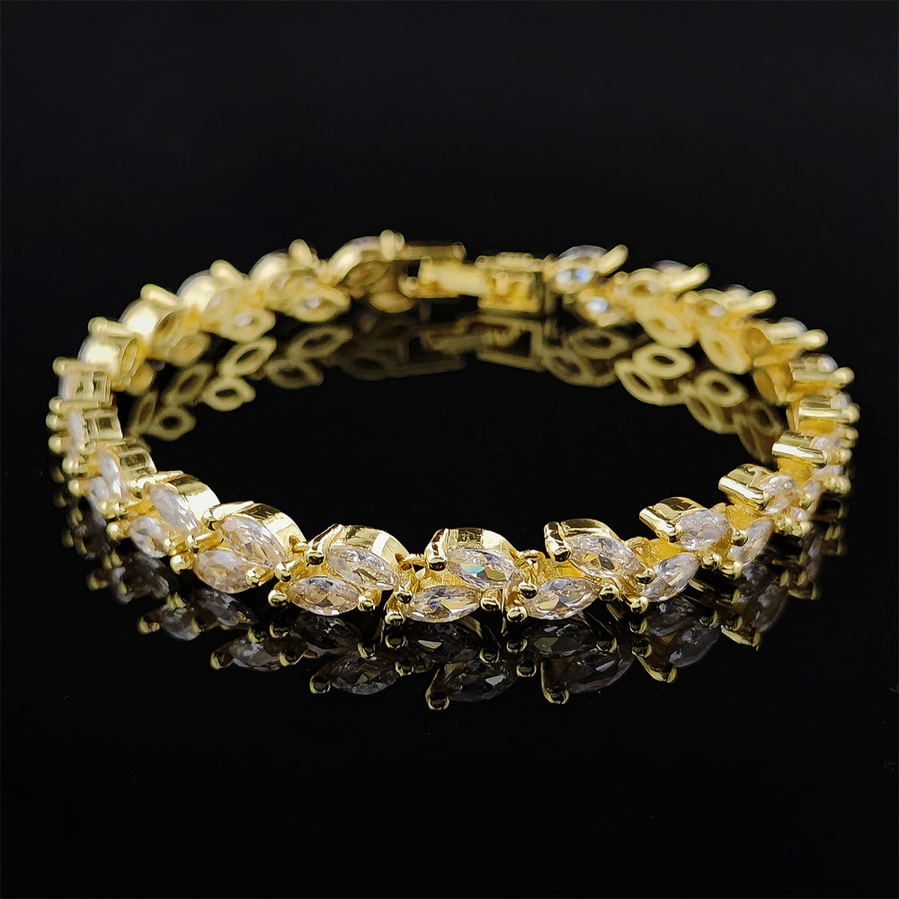 Women's Single Zircon Rice Grain Fashion Crystal Wicker Bracelets