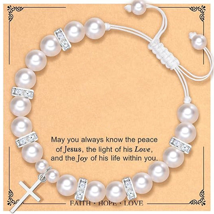 Imitation Pearl Love Woven Little Easter Bracelet