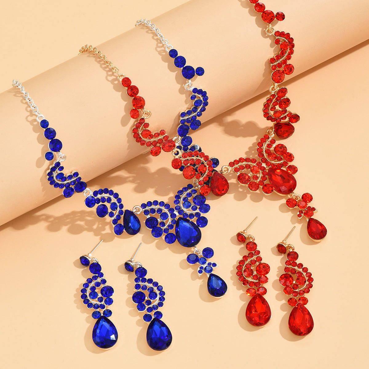 Women's Bridal Wedding Crystal Banquet Dress Party Alloy Ethnic Style Jewelry Set