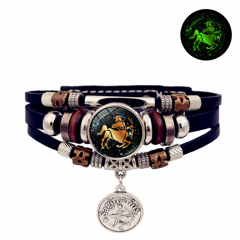 Damen &amp; Herren &amp; leuchtende Sternbild-Leder- und Paargeschenke handgefertigte kreative Perlenarmbänder