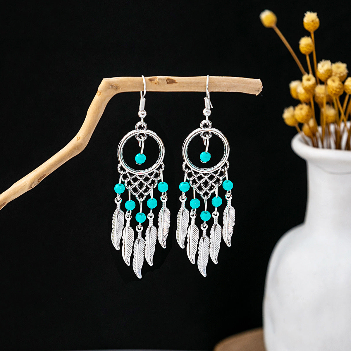 Tassel Turquoise Retro Minority Ethnic Style Earrings