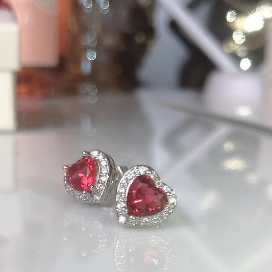 Temperament Rose Heart Tourmaline Ear Thick Platinum Plated Rings