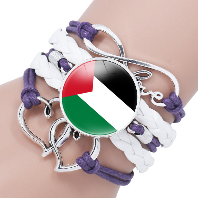 Bracelets infinis en pierre de temps à motif de drapeau palestinien