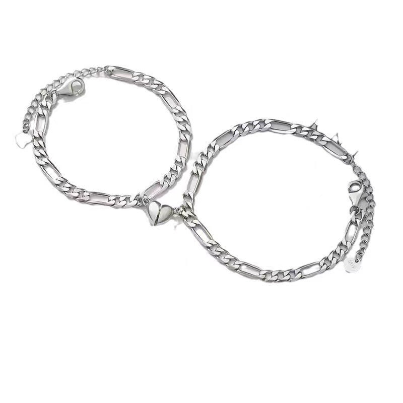 Magnetic Couple Pair Niche High-grade Heart-to-heart Choker Bracelets