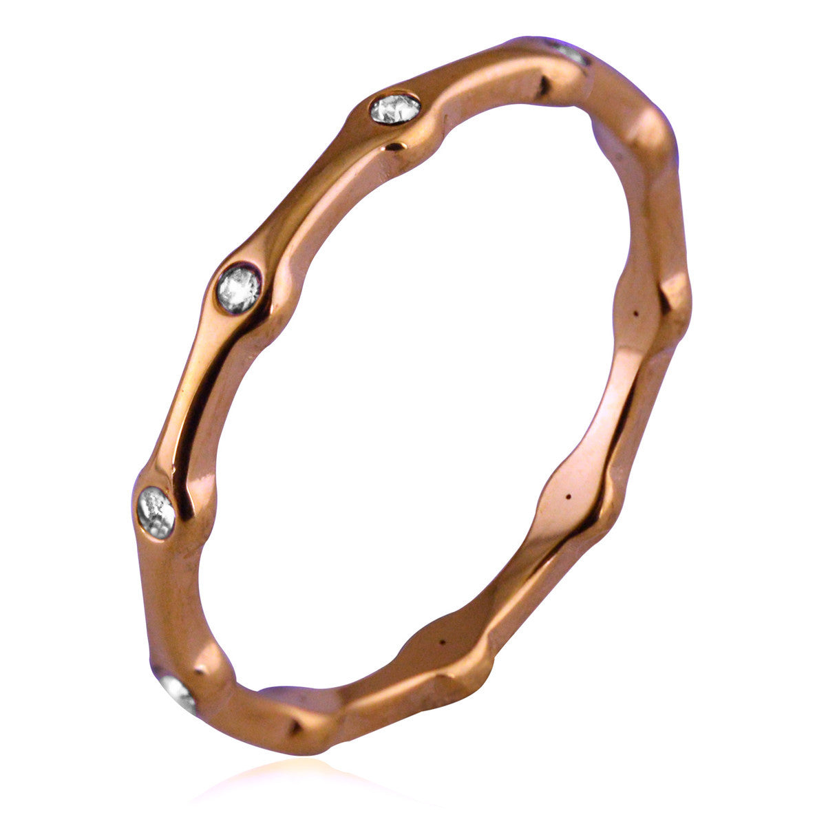 Women's Simple Bamboo Shape Micro Setting Personality Ring