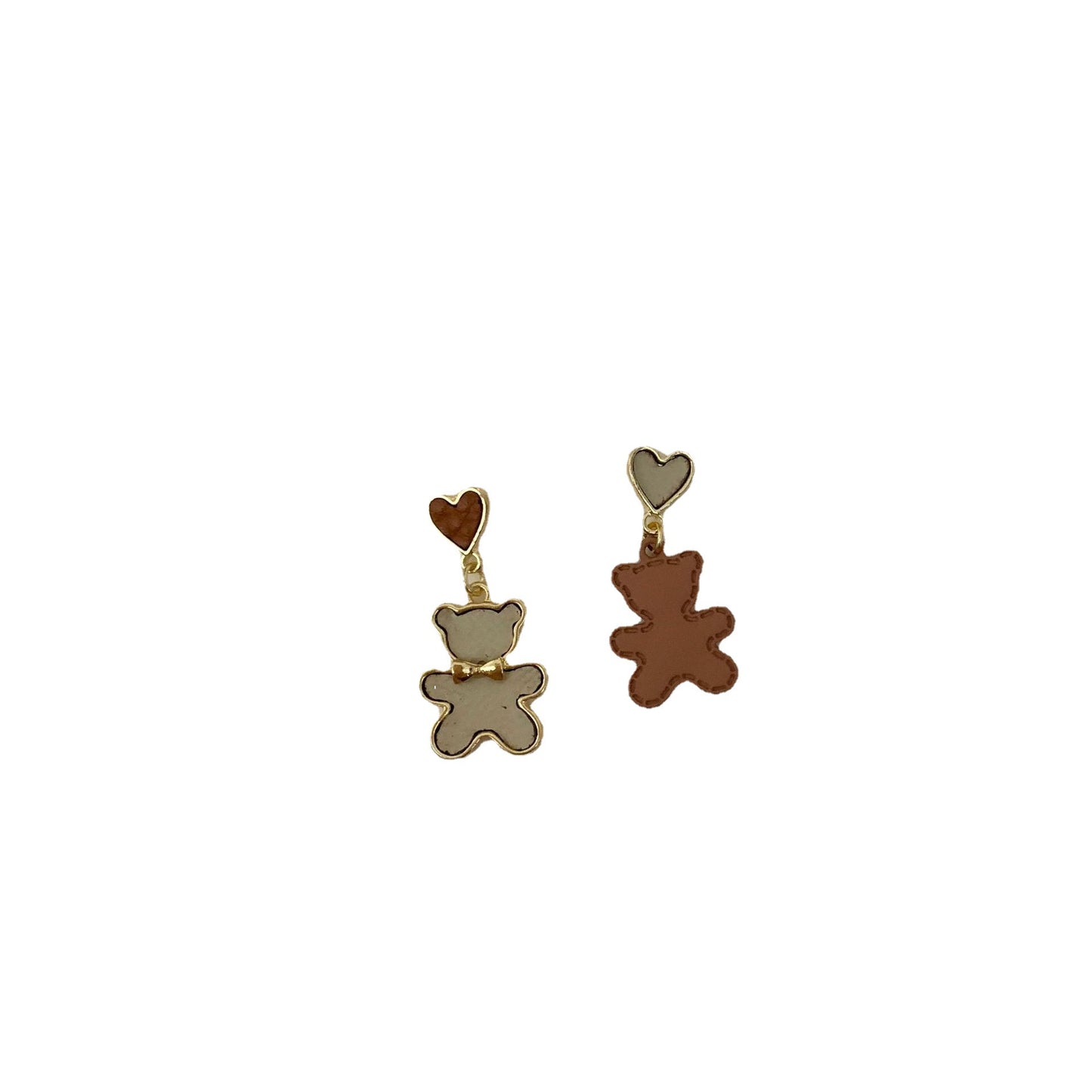 Cute Personality Trendy Lovely Bear Niche Girlish Heart Earrings