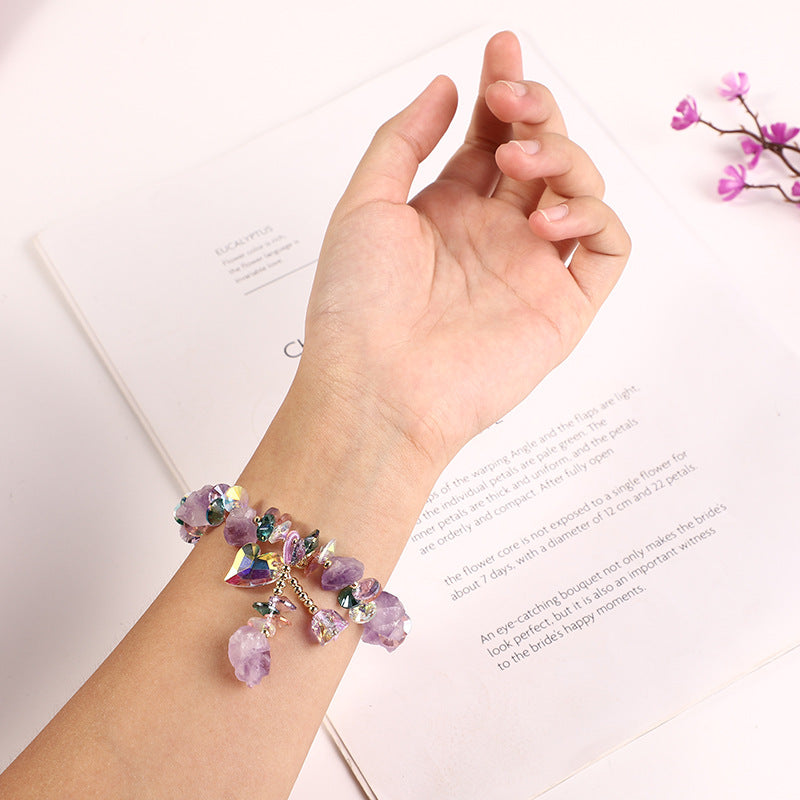 Sense Amethyst Gravel Irregular Rough Stone Bracelets