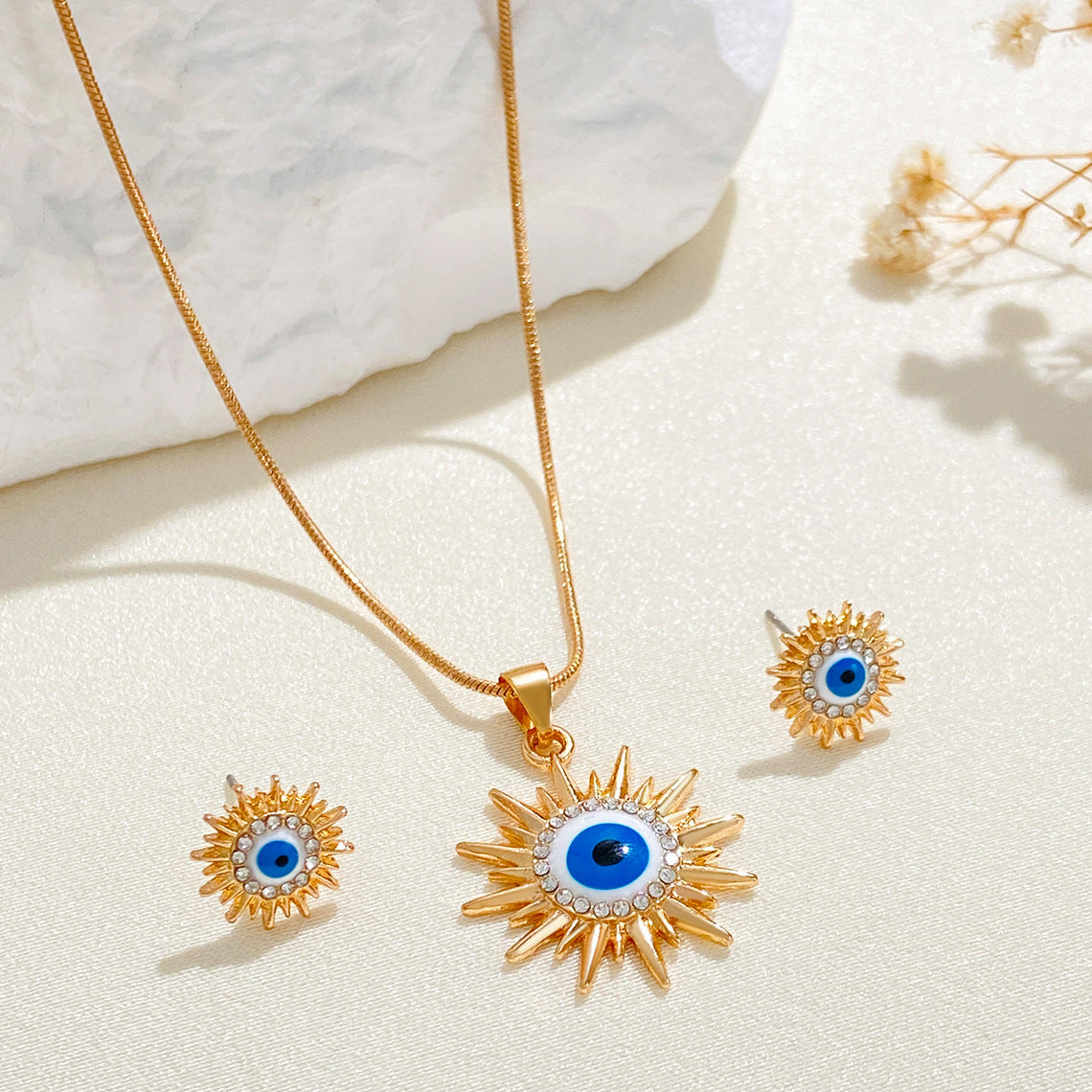 Sun Female Blue Eyes Devil Eye Jewelry Set