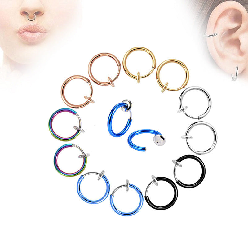 Unisex Pseudo Elastic Clip-on Round Spring Earrings