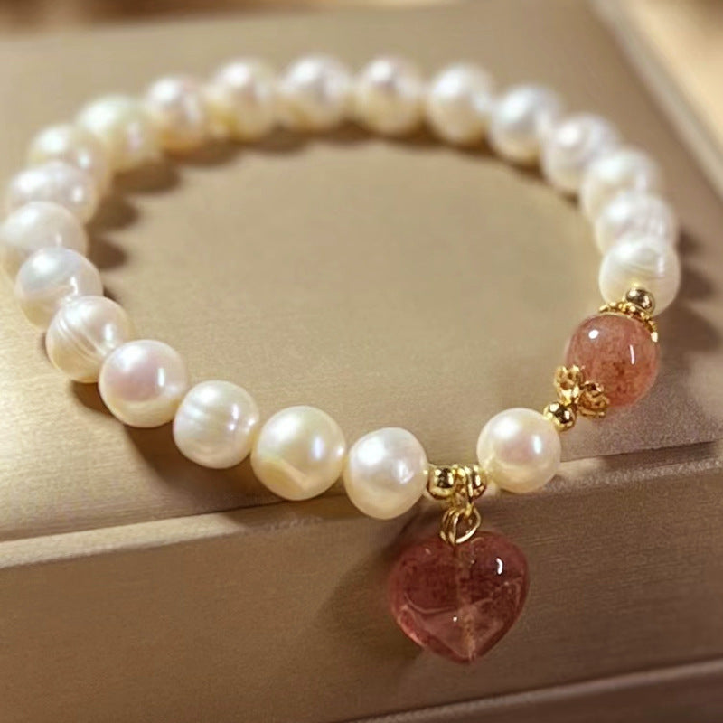 Pearl Female Strawberry Quartz Love Pendant Affairs Korean Affordable Bracelets