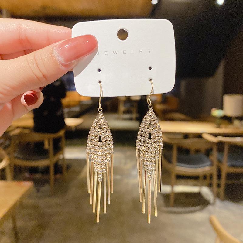 Women's Luxury Geometric Tassel Ear Hook Long Rings