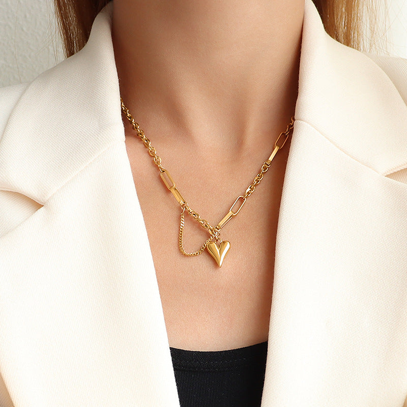 Commuter Love Stainless Steel Real Gold Personalized Cold Style Peach Jewelry Set