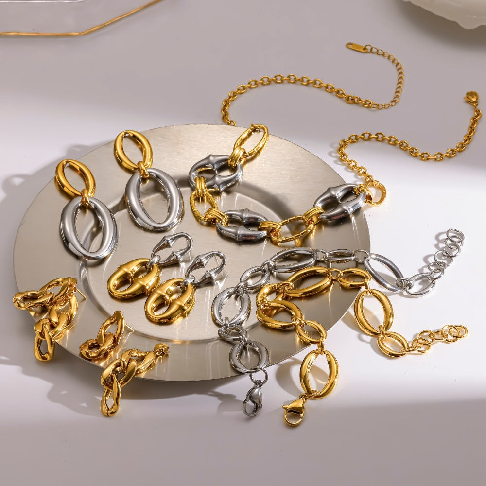Women's Gold Color Matching Stainless Steel Light Luxury Rings