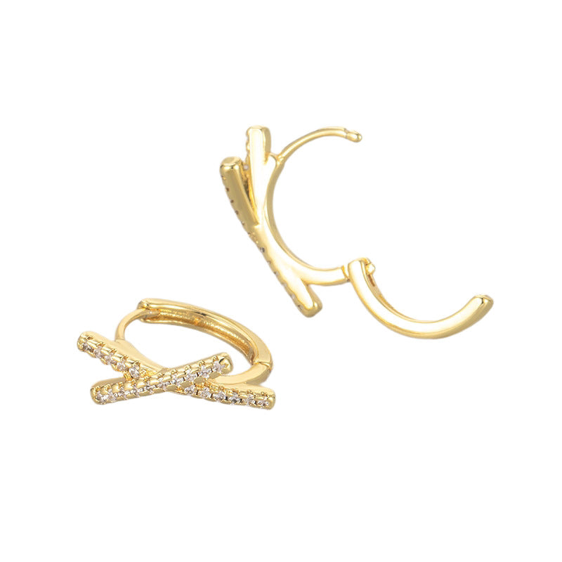 Women's Simple Geometric Inlaid Zircon Clip Niche Ear Buckle