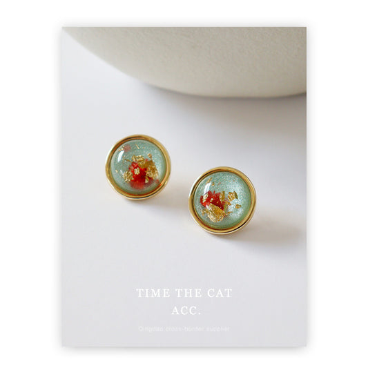 Natural Dried Flower Sier Pin Romantic Elegant Earrings
