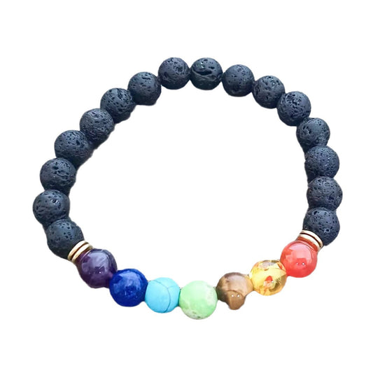 Colorful Natural Stone Alloy Volcanic Rock Bracelets