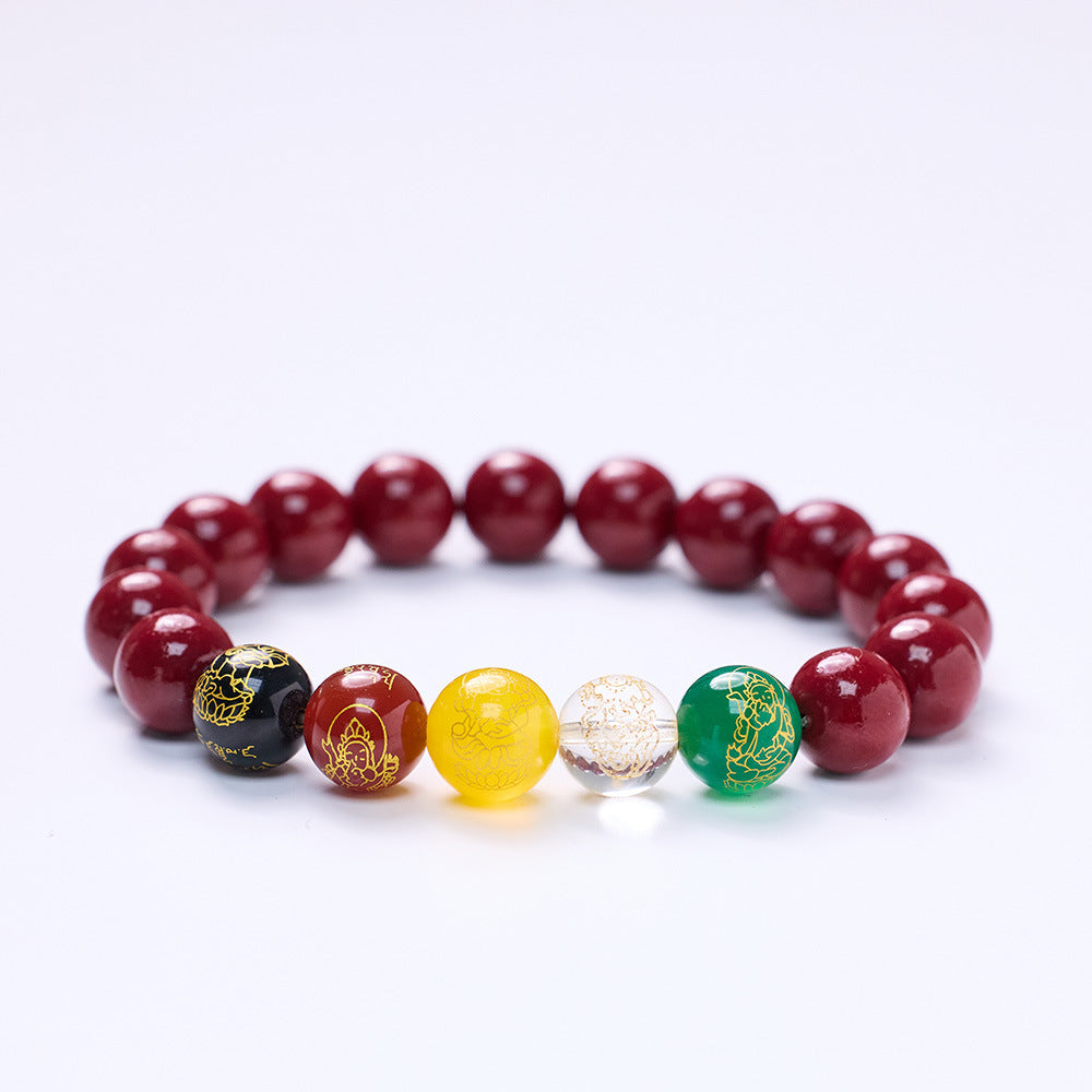 Cinnabar Five Gods Of Wealth Purple Bracelets