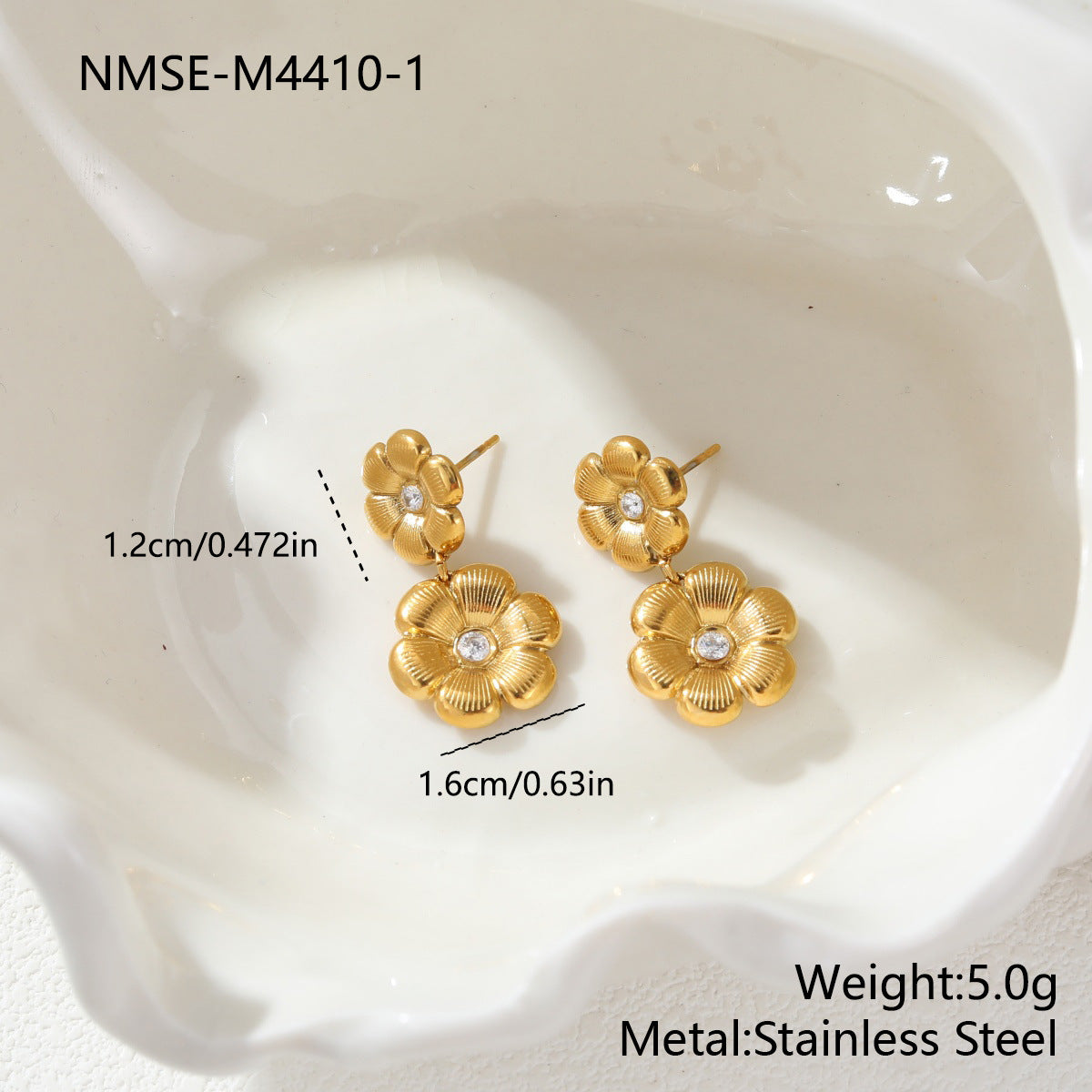 Women's Stainless Steel French Style Retro Camellia Zircon Jewelry Set