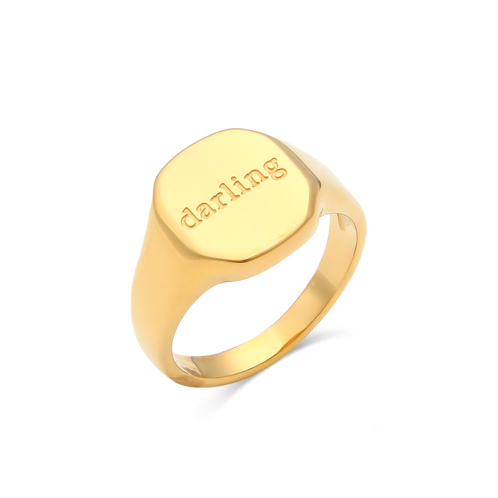 Women's Letters Special Interest Light Luxury Fashion Ring