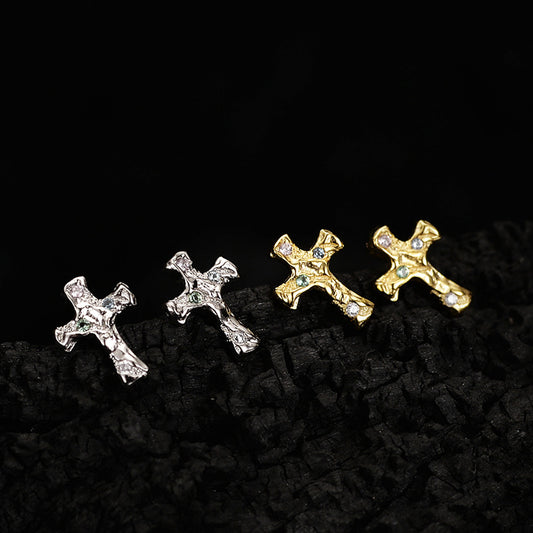 Boucles d'oreilles en argent Sterling avec Zircon et croix de Style coréen