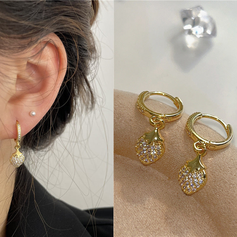 Rhinestone Ear Clip Eardrops Exquisite Sweet Hoop Earrings