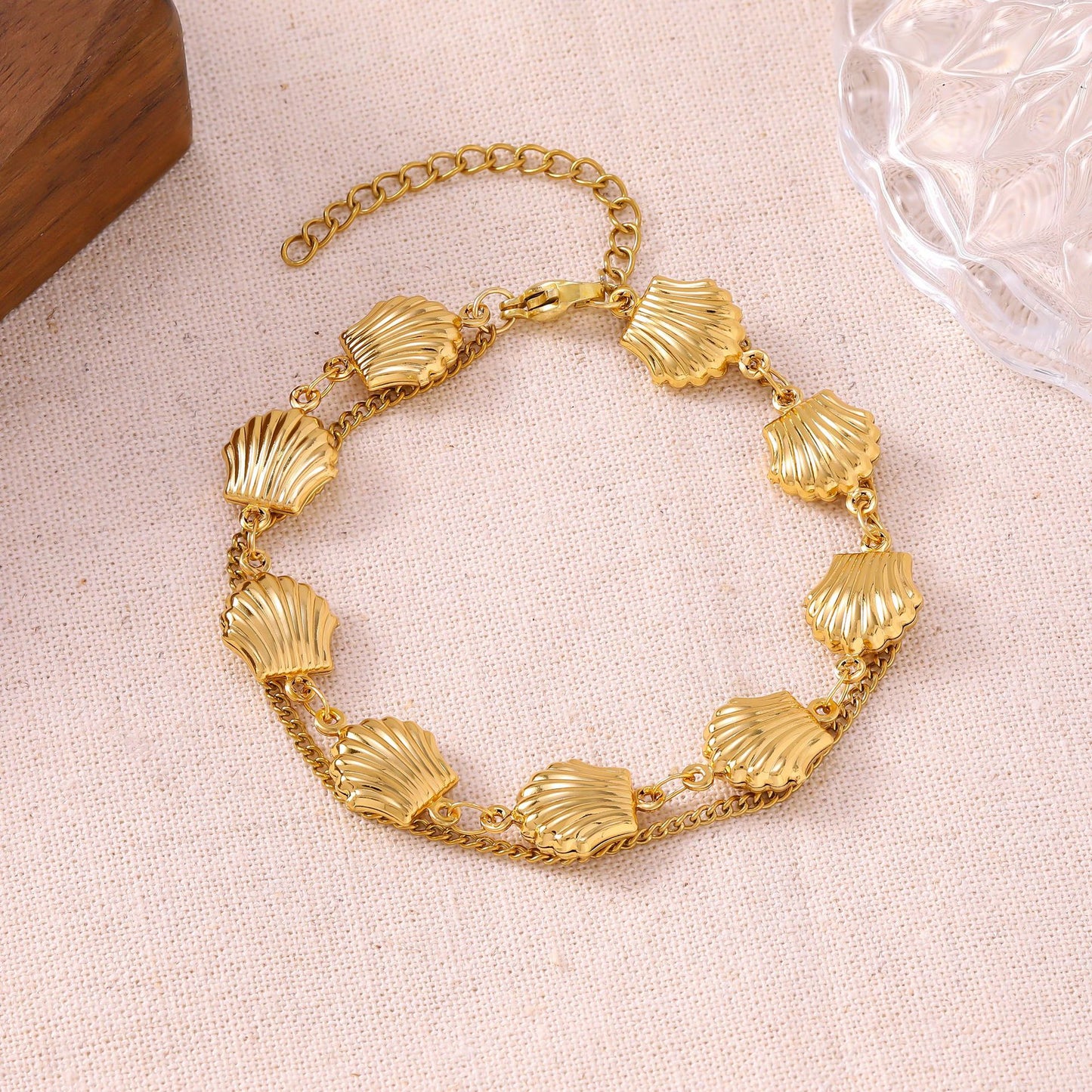 Women's French Minority Simple Stainless Steel Double Layered Gold Titanium Bracelet