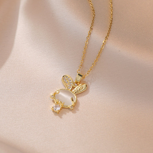 Eye Vintage Rabbit Zircon Special Interest Light Necklaces