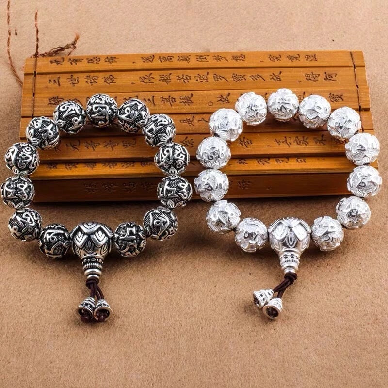 Men's Mantra Heart Sutra Buddha Beads String Alloy Bracelets