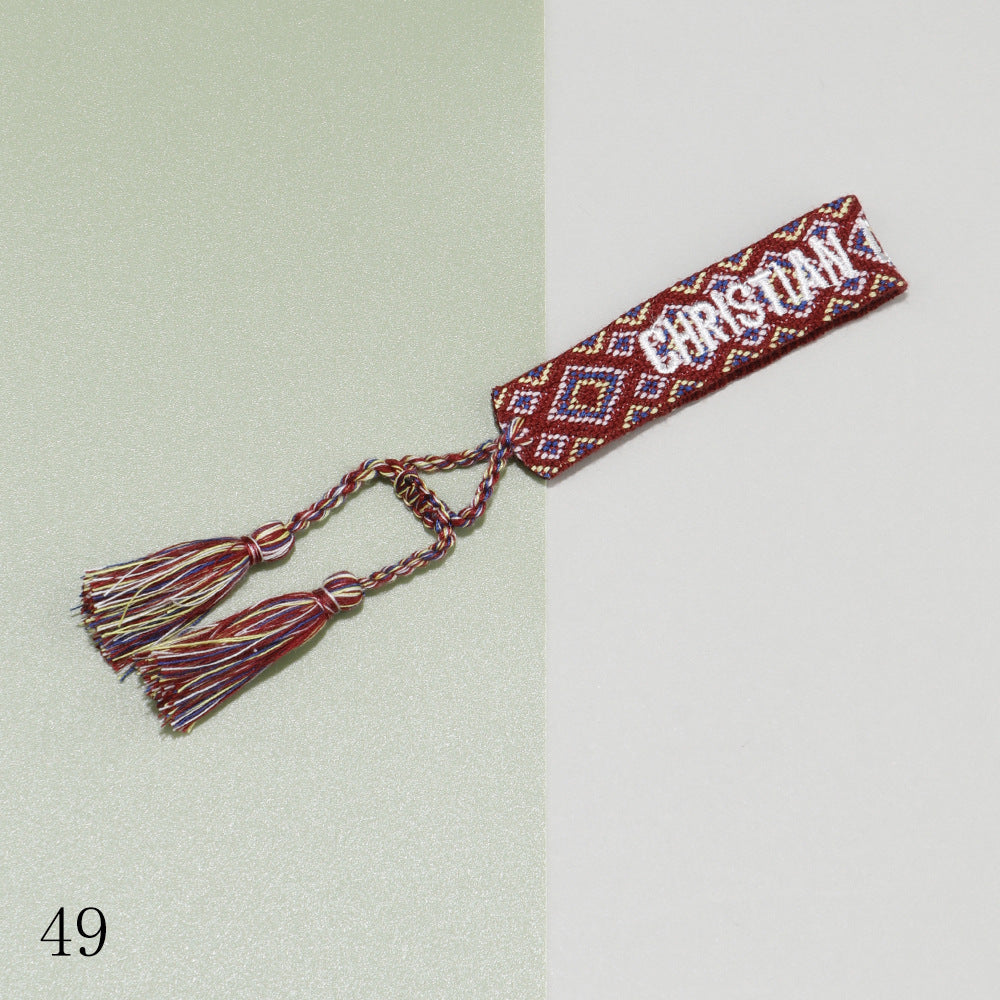 Cotton Thread Embroidery Wrist Strap Tassel Woven Female Bracelets