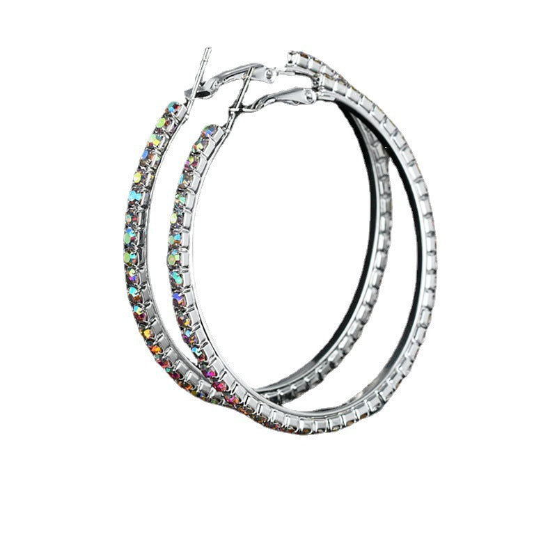 Trend Exaggerated Circle Large Size Diamond Round Earrings