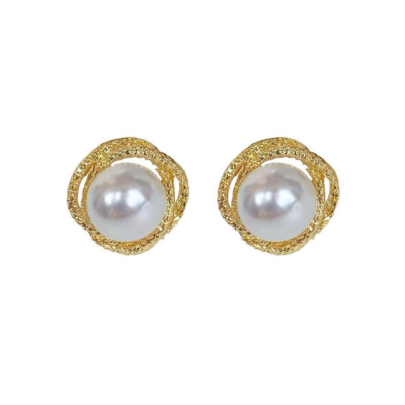 Sier Needle French Elegant Bud Pearl Earrings