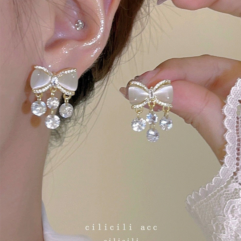 Women's Needle Light Luxury Minority Pearl Exquisite Micro Inlaid Earrings