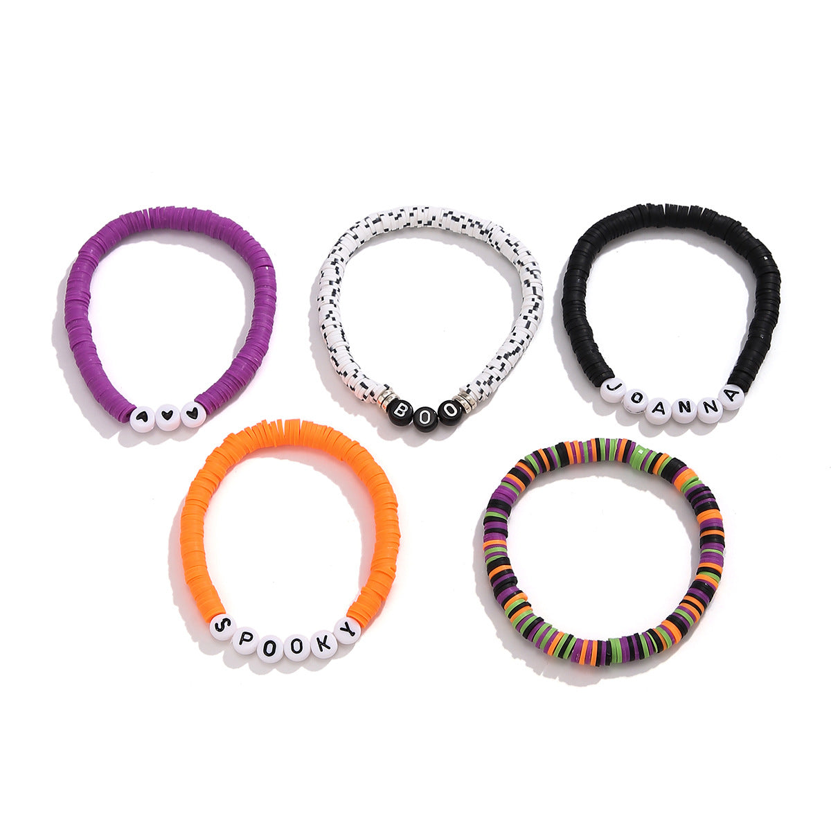 Gothic Style Letter Colorful Beaded Elastic Bracelets