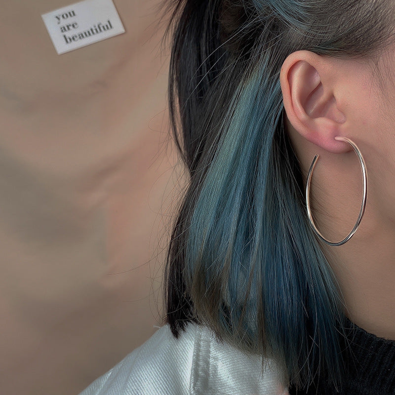 Boucles d'oreilles en argent Sterling pour femmes, grands cercles simples et exagérés