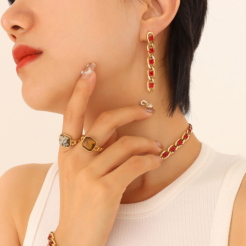 Colorful Zircon Diamond Light Luxury Delicate Jewelry Set