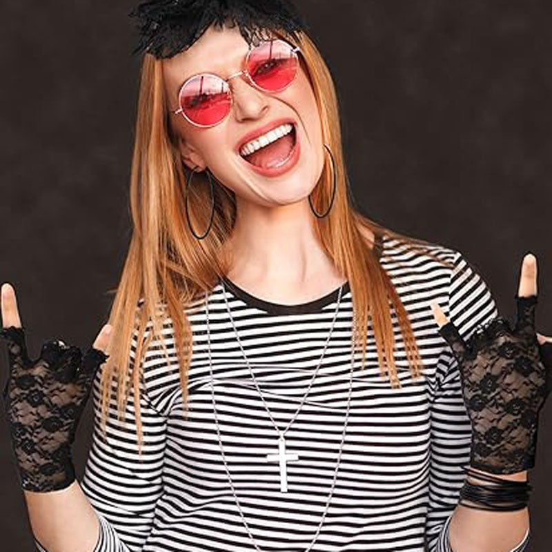 Women's Party Gathering Headband Kneecap Glasses Lightning Earrings