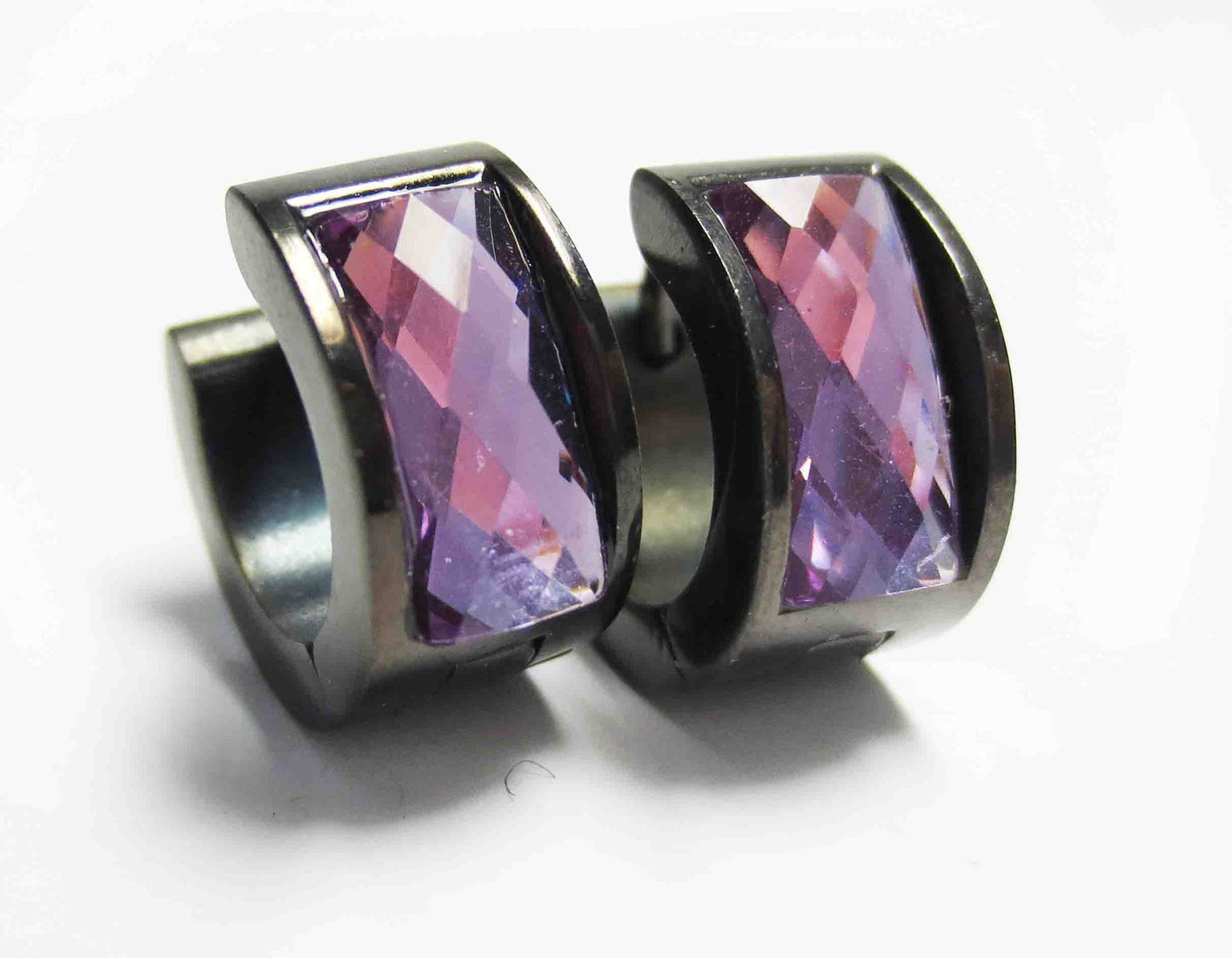 Women's & Men's Steel Clips Geometric Rhinestone Titanium Color Acrylic Ear Buckle
