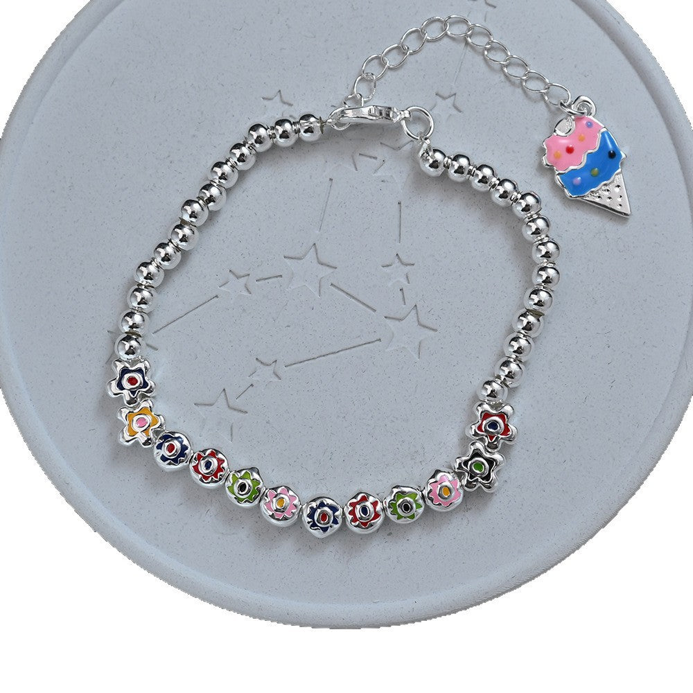 Sweet Style Colorful Ice Cream Flower Beaded Female Personality Princess Bracelets