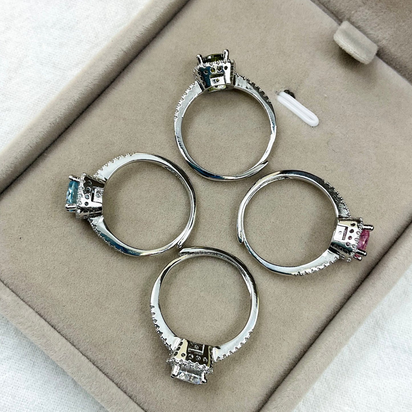 Sugar Cube Female Inlaid Zircon Adjustable Fashion High-grade Shiny Ring