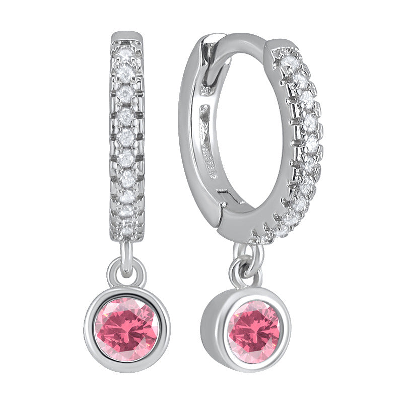 Colorful Round Zircon Female Personality Creative Geometric Fashion Ear Clip Rings