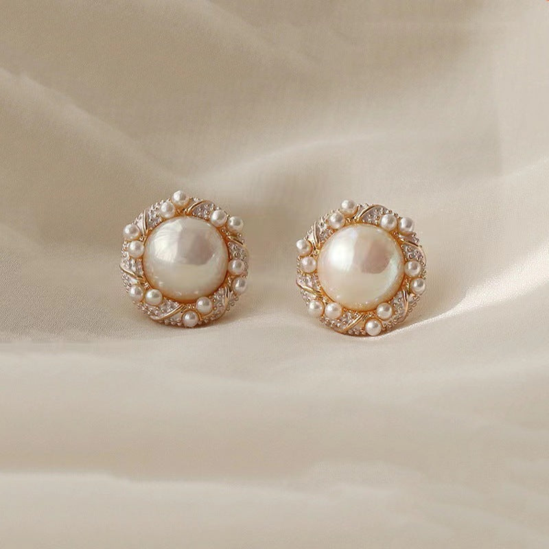 Women's Elegant Style Pearl Sier Needle Trendy Romantic French Earrings