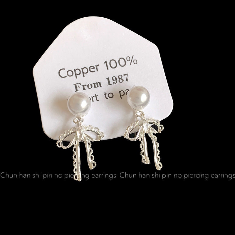 Women's Exquisite Versatile Lace Bow Pearl For Niche Personality Rings