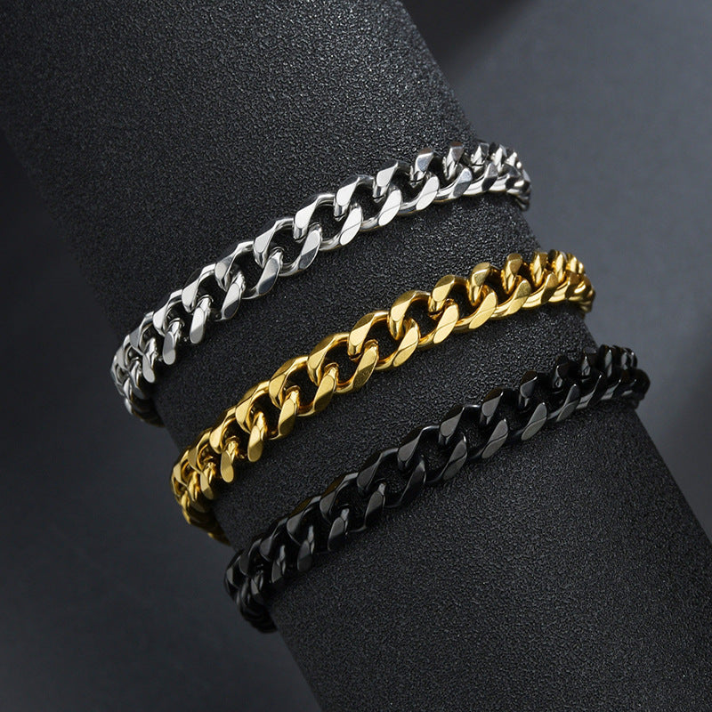 Grinding Six-sided Titanium Steel Personality Cuban Bracelets