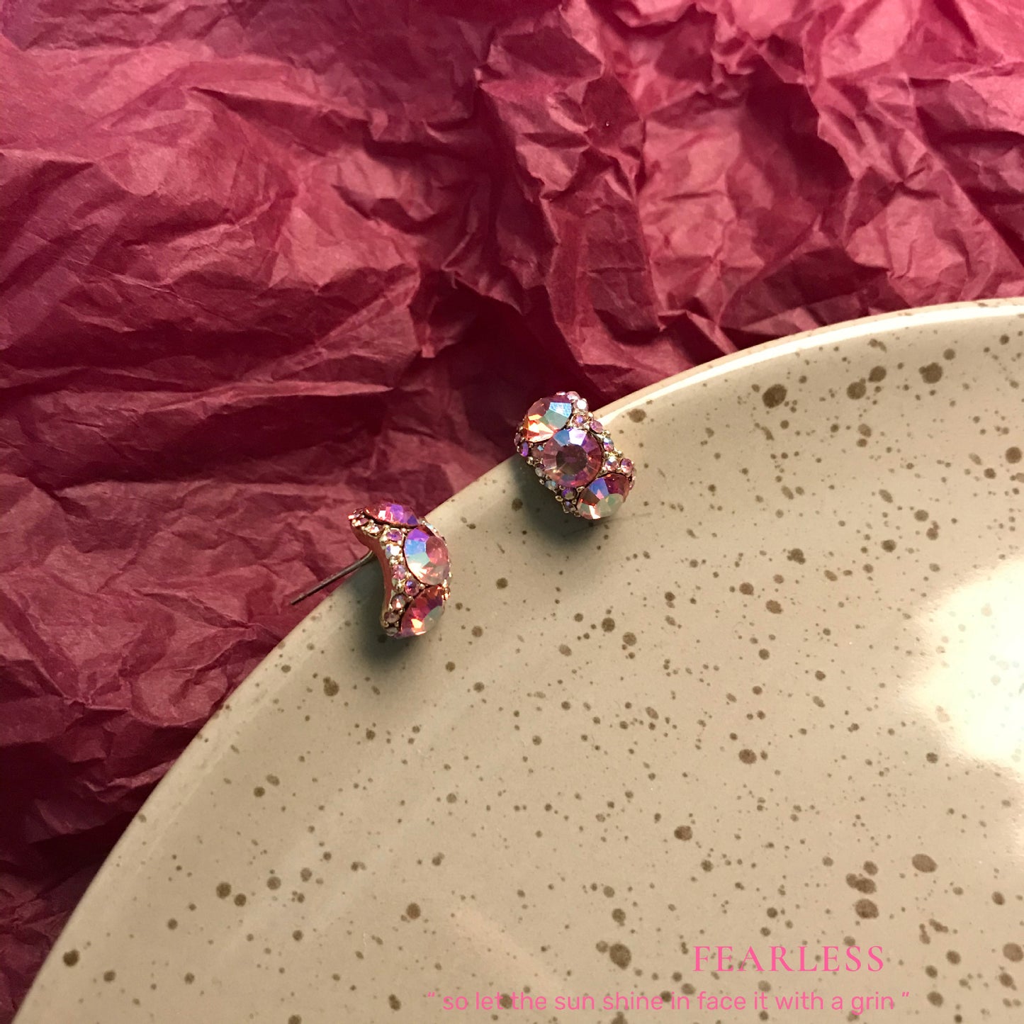 Tipsy Rose Purple Pink Diamond Ear Earrings