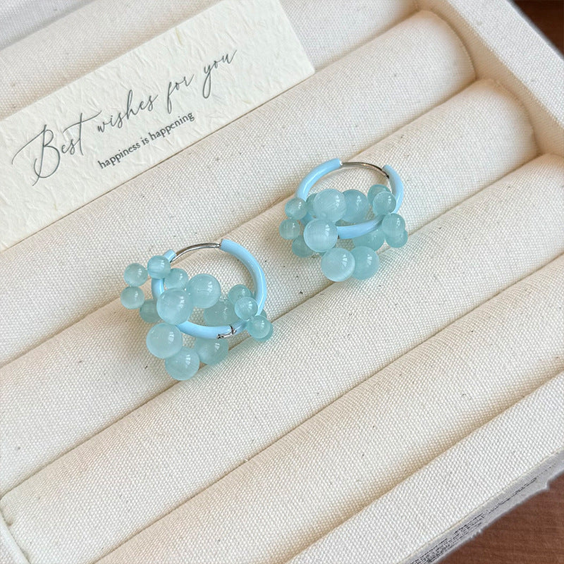Women's Beaded Blue Geometrical Love Heart Simple Style Fashion Rings