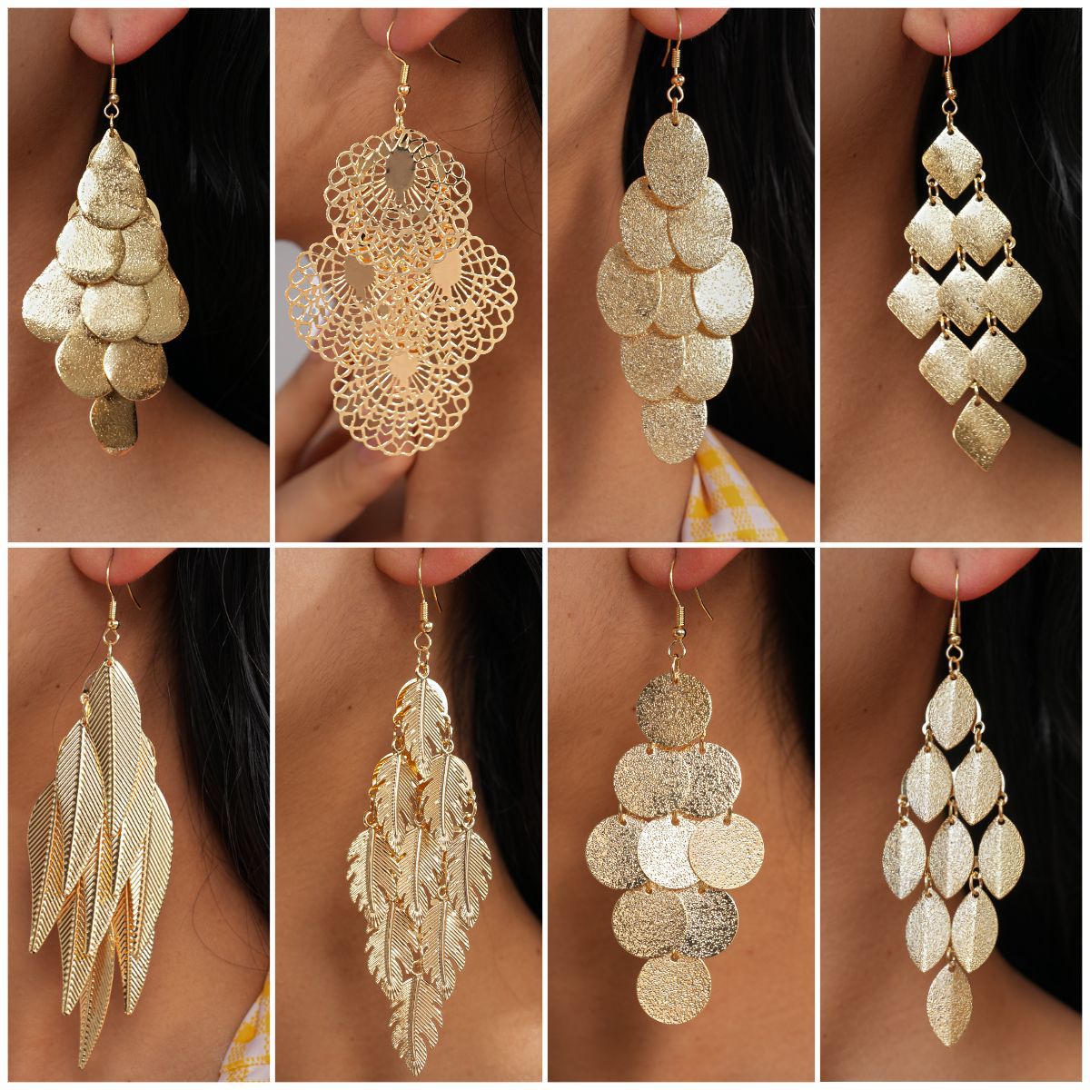 Sier Needle Matte Ear Hook Diamond Design Tassel Light Luxury Earrings