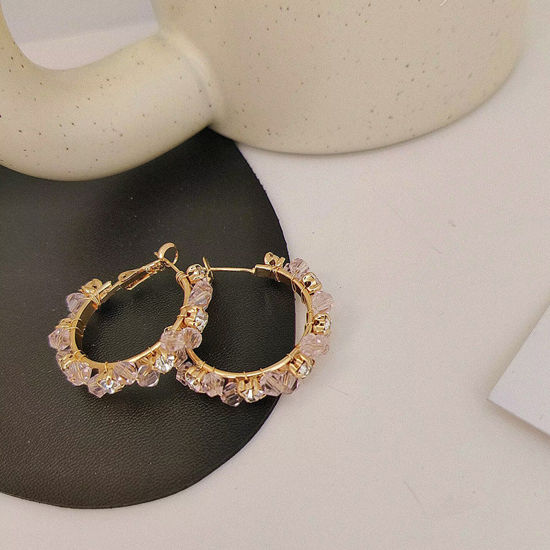 Boucles d'oreilles élégantes en forme de fleur de diamant, simples, sauvages, à la mode