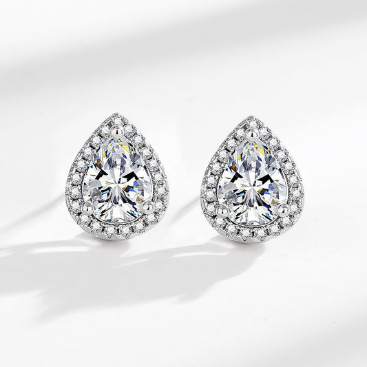 Women's Live Classic Drop-shaped Zircon Sier Earrings