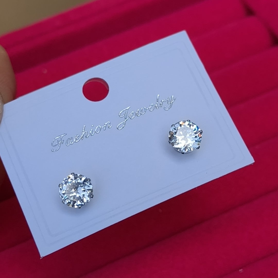 Men's Cross Five-pointed Star Black Zircon Stainless Steel Stud Earrings
